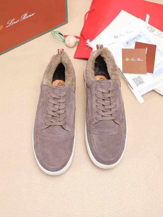 Кроссовки с мехом Loro Piana Newport Walk - Beige