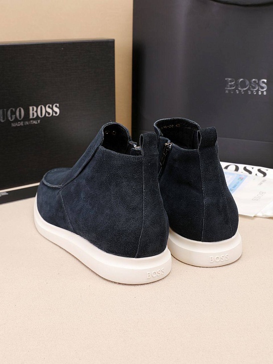Замшевые лоферы с мехом Hugo Boss high-top - Navy