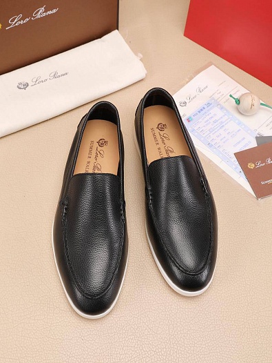 Мужские кожаные лоферы Loro Piana Summer Walk - Black   
