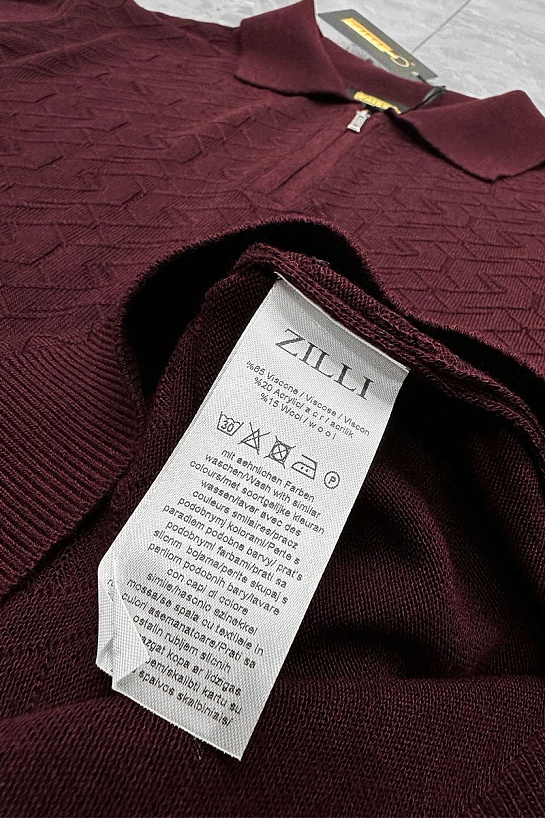 Поло с длинным рукавом Zilli zip-up - Burgundy
