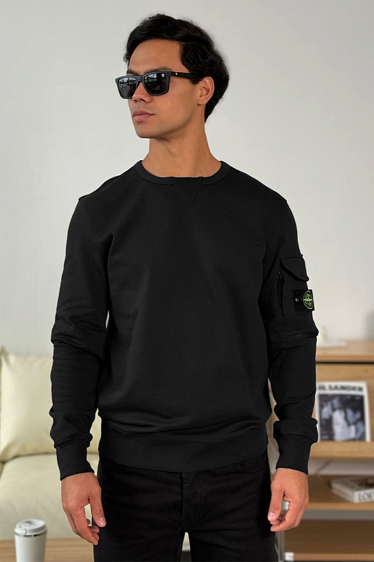 Чёрный свитшот Stone Island compass-patch crewneck