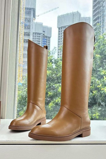 Женские кожаные сапоги Loro Piana premium - Chestnut   