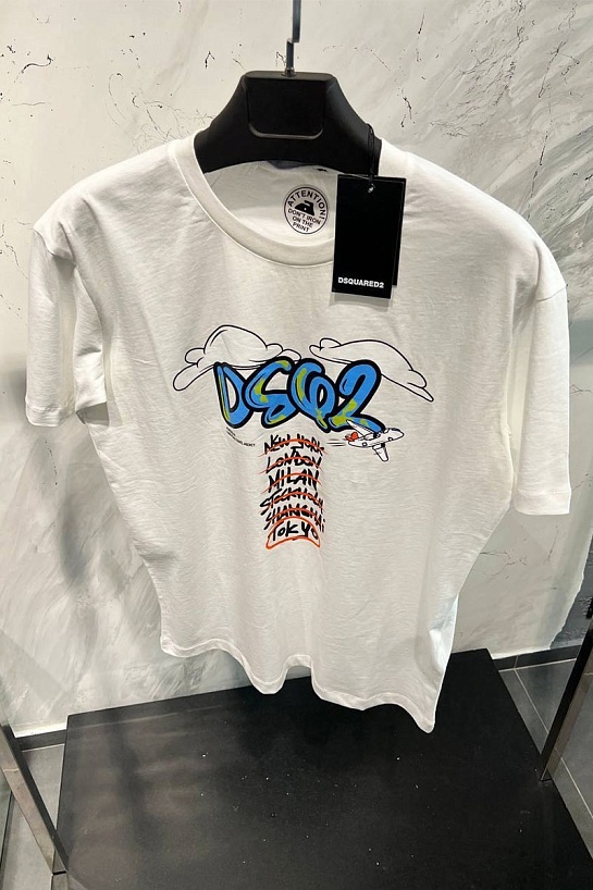 Белая футболка Dsquared2 Flight Plan graphic-print