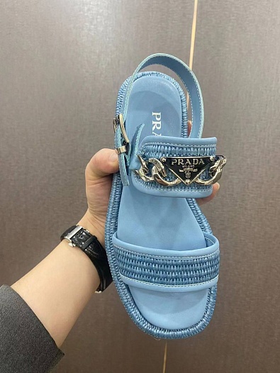 Женские сандалии Prada синего цвета   