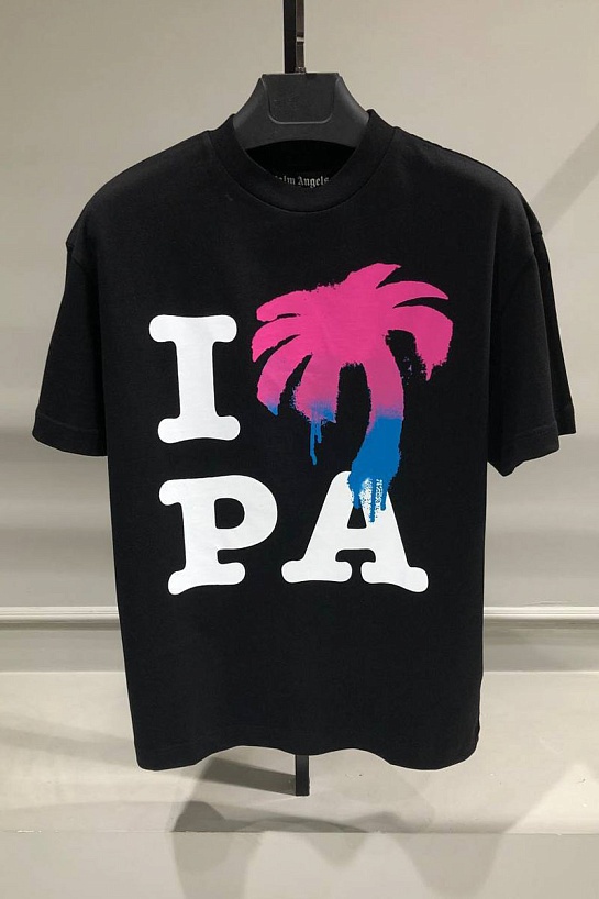 Мужская чёрная футболка Palm Angels I LOVE PA