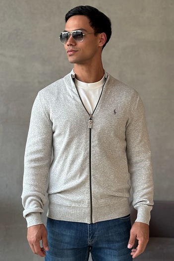 Мужская серая кофта Polo Ralph Lauren pony-embroidered   