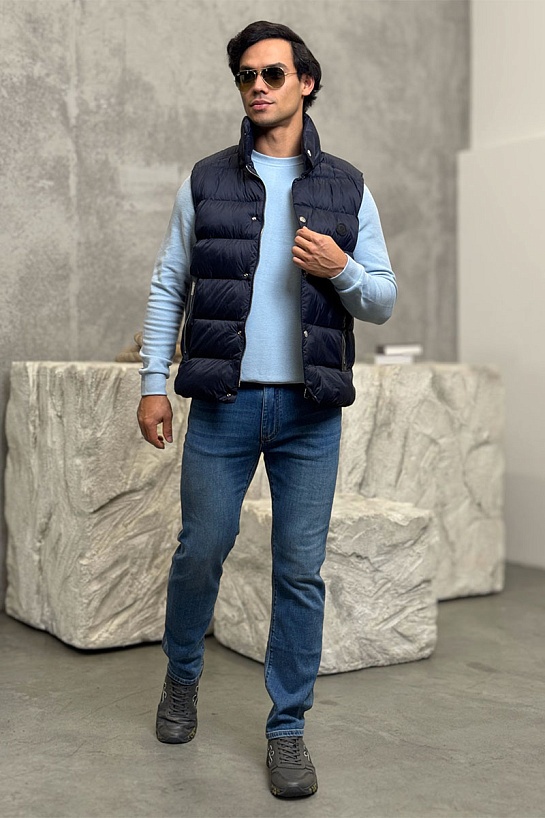 Тёмно-синий жилет Moncler Herniaire logo-patch