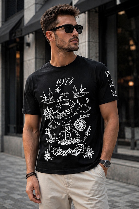 Чёрная футболка Iceberg Tattoo Sailor