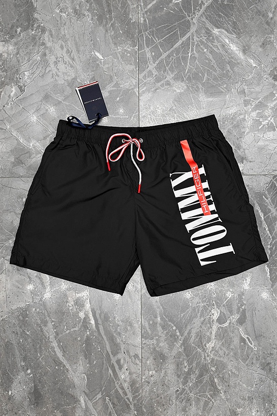 Мужские чёрные шорты Tommy Hilfiger logo-print