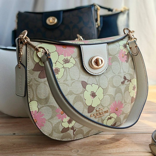Кожаная сумка Coach Ella Floral 26x17 см