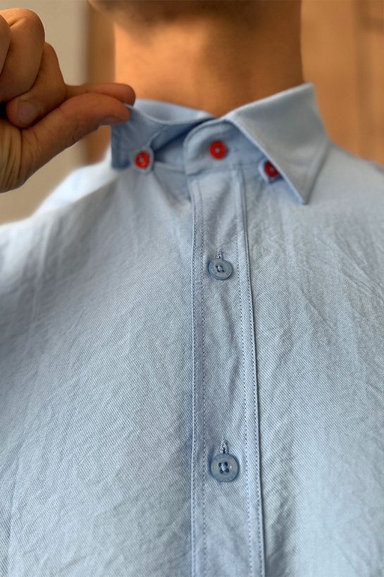 Мужская рубашка Hermes H embroidered - Blue