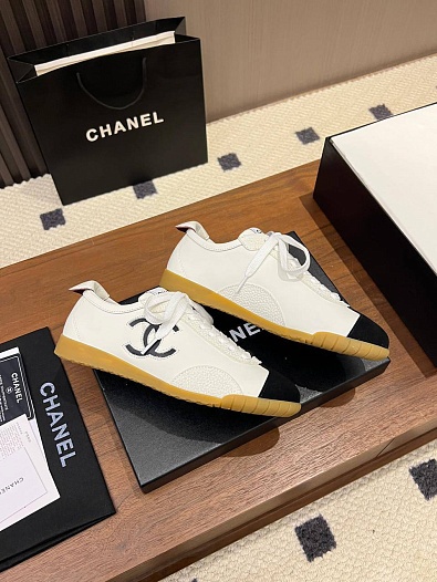 Женские кожаные кроссовки Chanel premium   