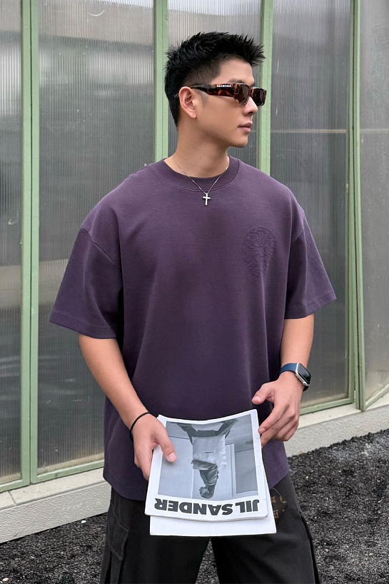 Фиолетовая оверсайз футболка Chrome Hearts Premium