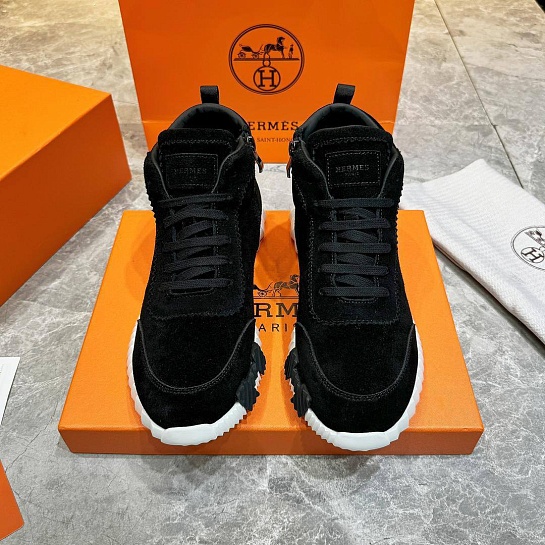Кроссовки с мехом Hermes Bouncing high-top - Black / White