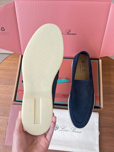 Замшевые лоферы Loro Piana Premium - Navy   
