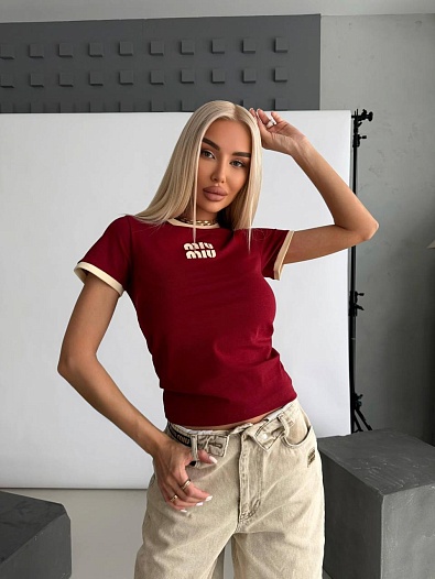 Женская футболка MIU MIU premium - Red   
