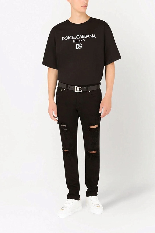 Чёрная футболка Dolce&Gabbana Milano logo-embroidered