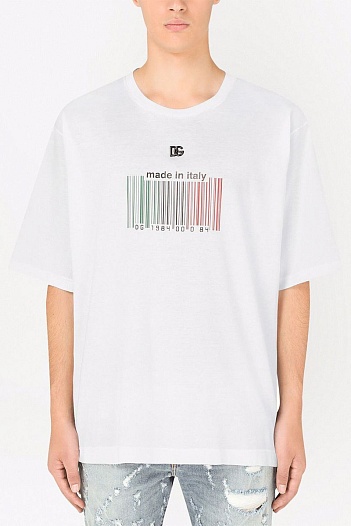 Белая оверсайз футболка Dolce&Gabbana barcode-print   