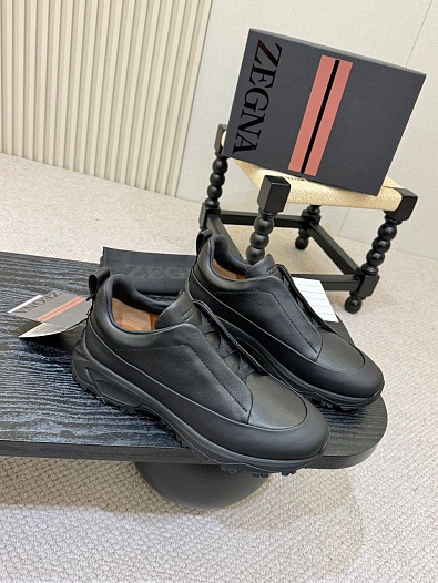 Кожаные кроссовки Zegna Triple Stitch Monte - Black   