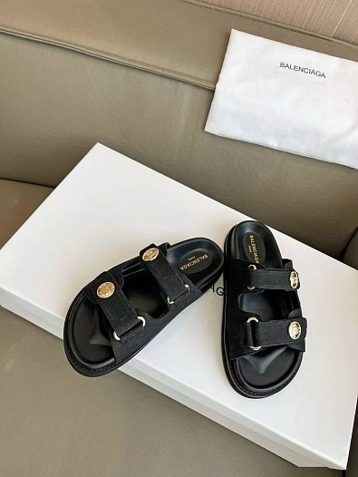 Женские шлёпанцы Balenciaga Jacquard Premium - Black   