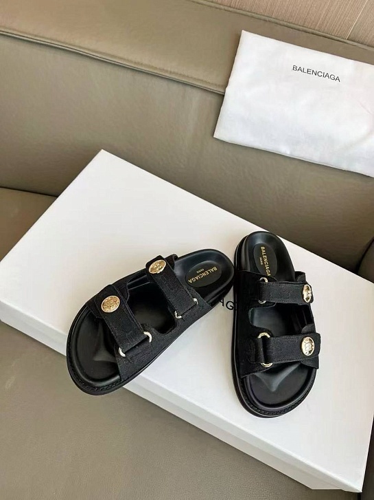 Женские шлёпанцы Balenciaga Jacquard Premium - Black