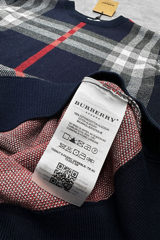 Мужская синяя кофта Burberry check pattern