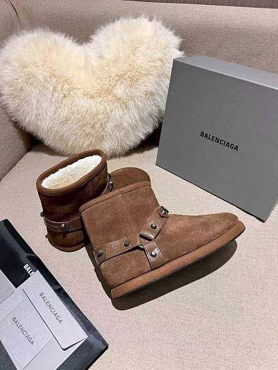 Женские ботинки с мехом Balenciaga Alaska premium - Brown   