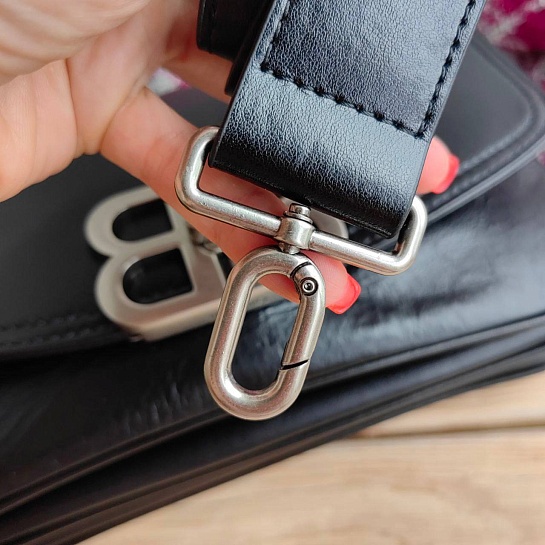 Кожаная сумка Balenciaga Bb Soft Flap 23x12 см - Black / Silver