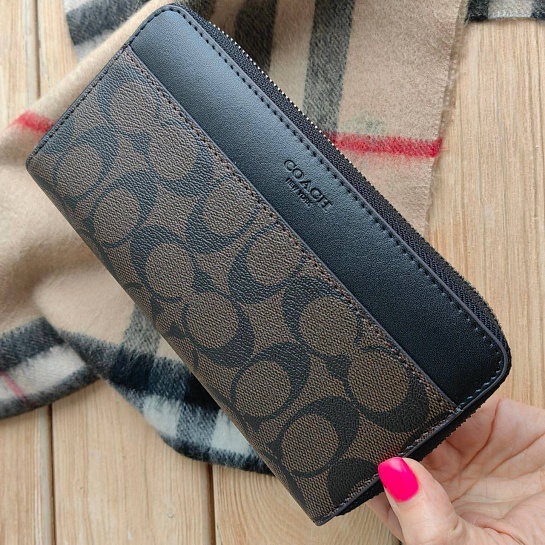 Кожаное портмоне Coach monogram 20x10 см