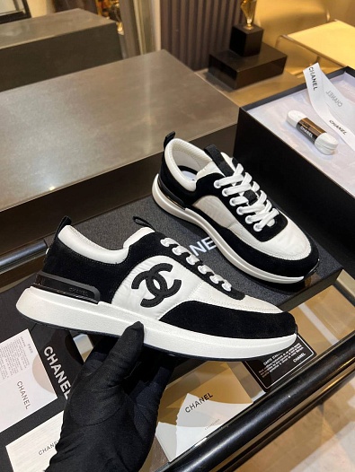 Женские кожаные кроссовки Chanel premium   