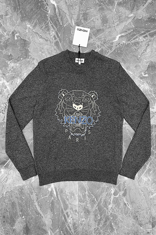 Серый свитер Kenzo Tiger logo-embroidered