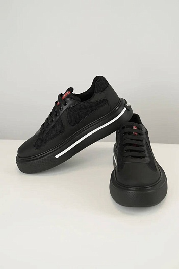 Комбинированные кроссовки Prada logo-stripe - Black   