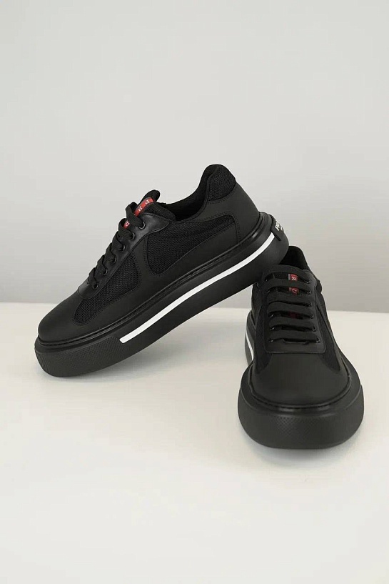 Комбинированные кроссовки Prada logo-stripe - Black