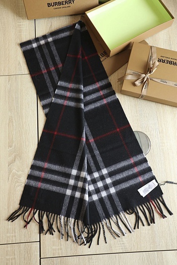 Шарф Burberry Check premium 168x30 см - Black   