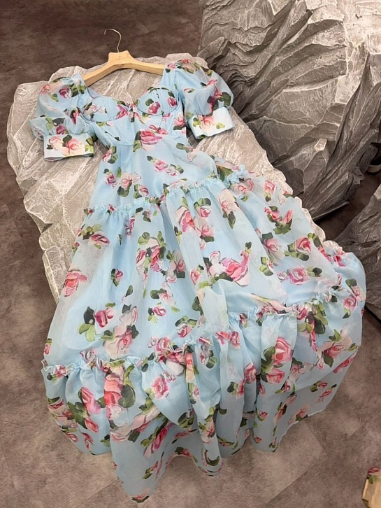 Женское синее платье Zimmermann Floral all-over