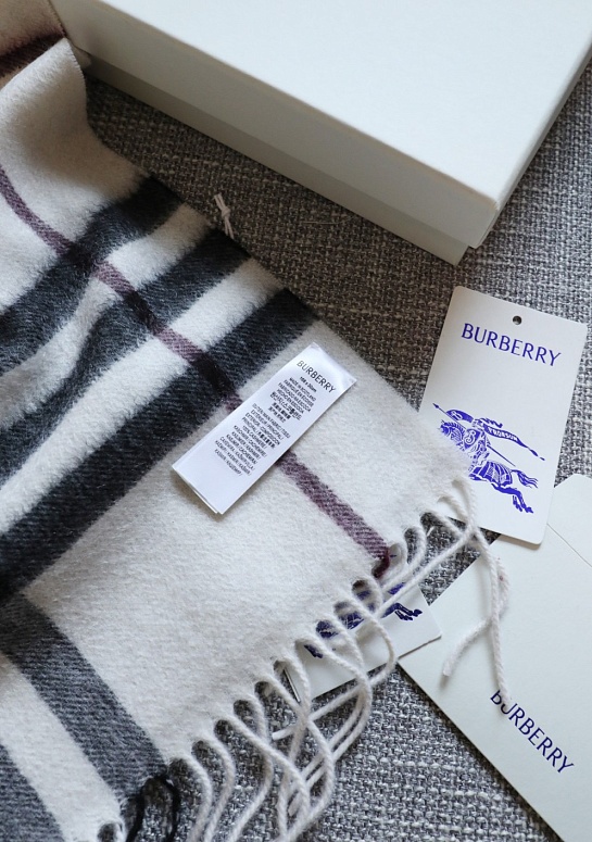 Шарф Burberry two-tone Check premium 168x30 см - White