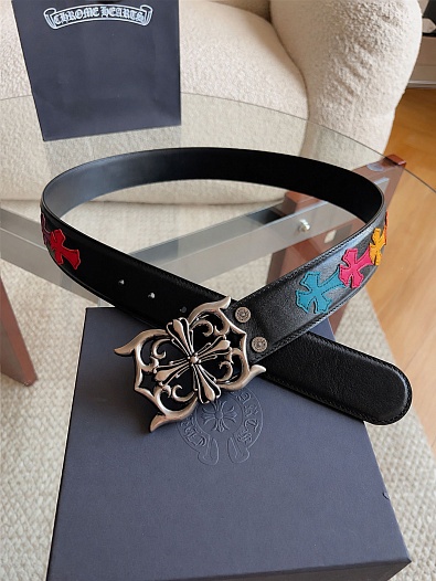 Кожаный ремень Chrome Hearts Cross Patch Cemetery premium   