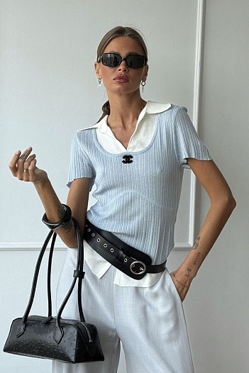 Женское поло синего цвета Chanel   