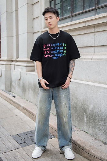 Чёрная оверсайз футболка Maison Margiela Premium   