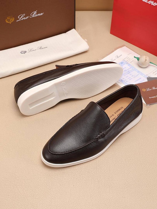Мужские кожаные лоферы Loro Piana Summer Walk - Brown