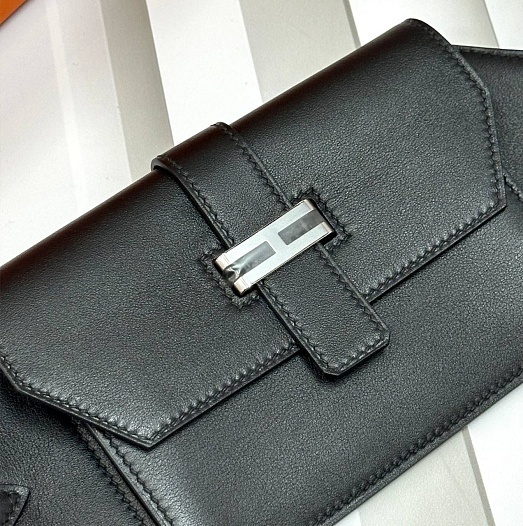 Кожаный ремень Hermes Elan Pocket 24x12 см - Black / Silver   