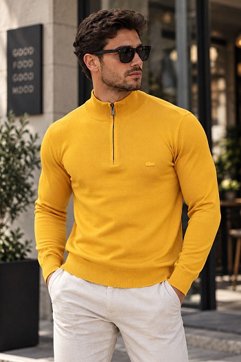 Мужской жёлтый джемпер Lacoste Zip Neck   