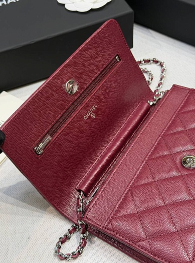 Кожаная сумка Chanel Wallet on Chain premium 19x12x4 см   