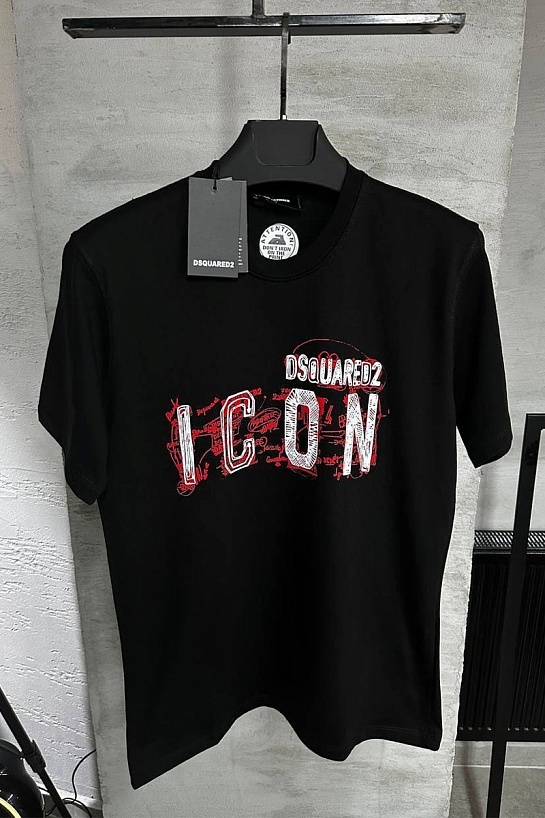 Мужская чёрная футболка Dsquared2 "ICON"