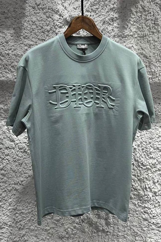 Светло-зелёная оверсайз футболка Dior logo embossed