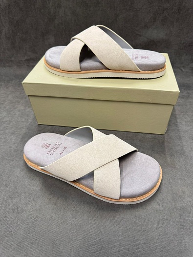 Замшевые шлёпанцы Brunello Cucinelli Crossover - Beige   