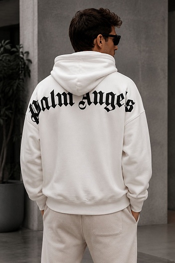 Белое оверсайз худи Palm Angels Classic logo-print   
