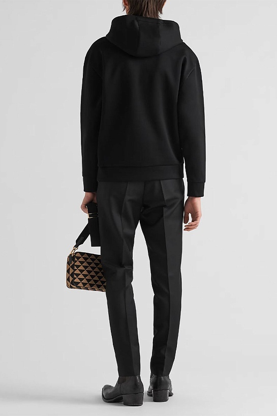 Мужское чёрное худи Prada technical cotton