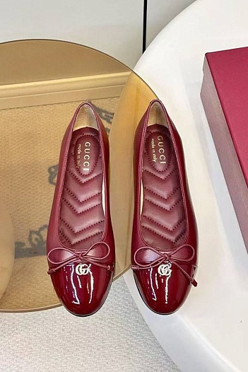 Женские кожаные балетки Gucci Double G premium   