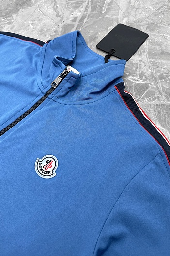 Мужская брендовая кофта Moncler синего цвета   
